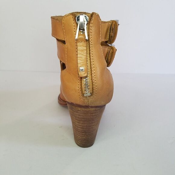 Dolce Vita Anthropologie Tan Brown Leather Helsa Caged Buckle Ankle Bootie 6.5 - Picture 9 of 12